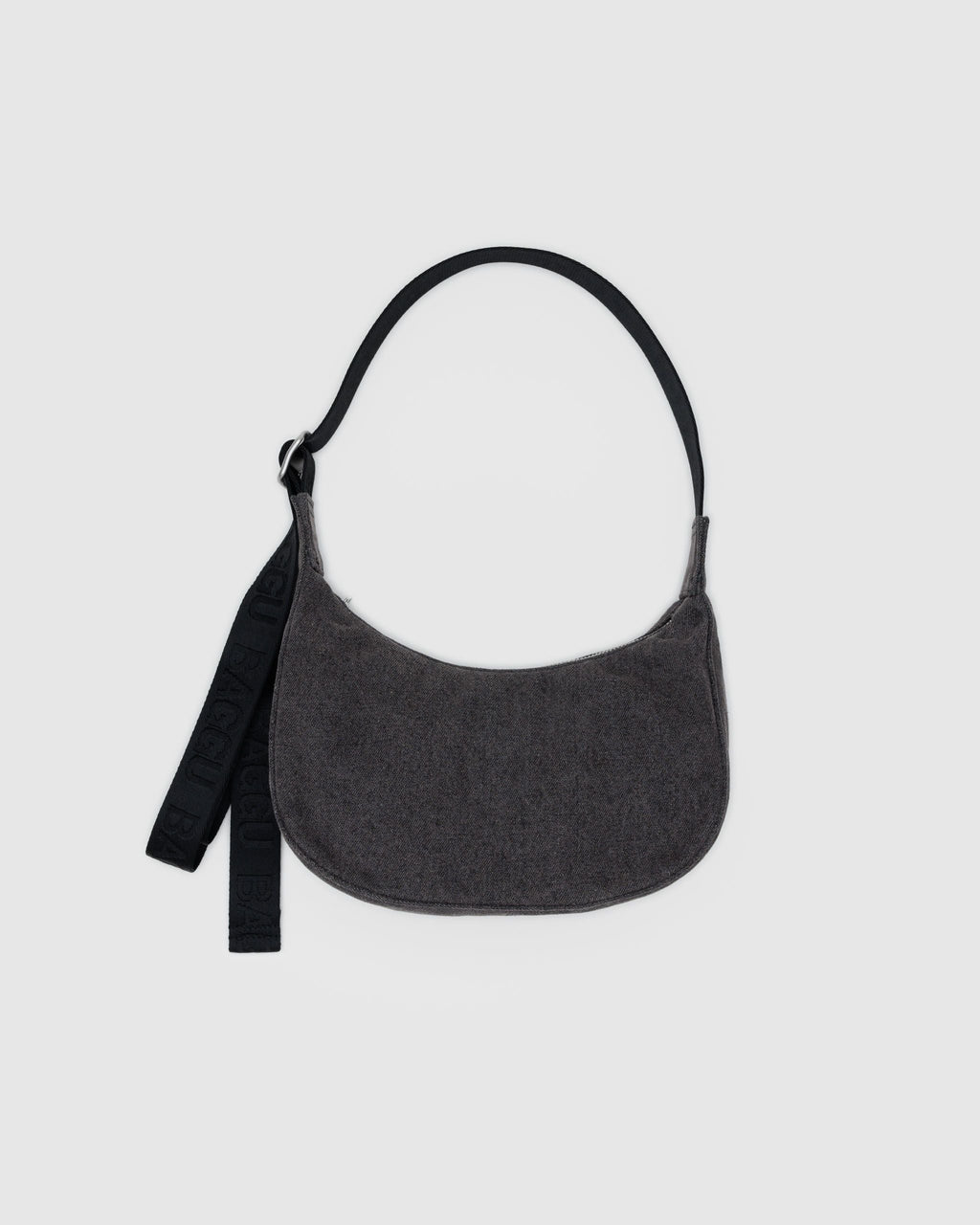 Small Denim Crescent Bag - Washed Black Denim